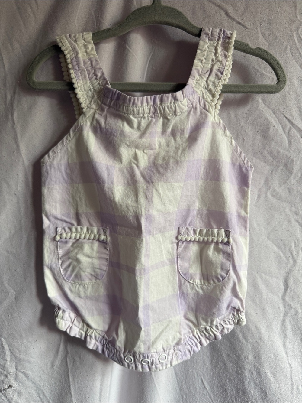 Kids Lavender Plaid Romper - Brand Unknown